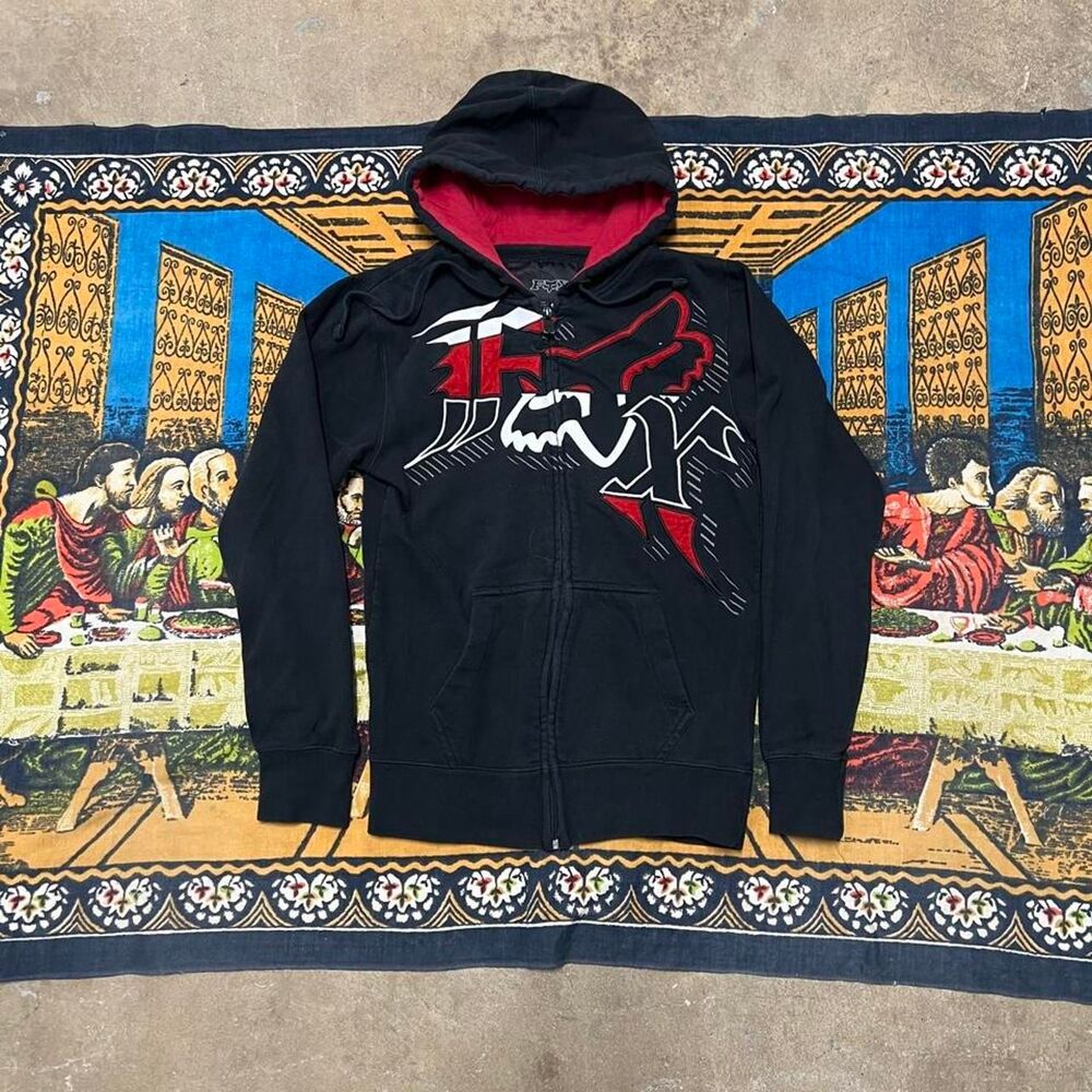 Black Fox Racing y2k hoodie Size small y2k punk skater rockstar monster energy